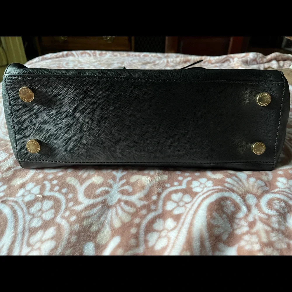 Michael Kors Kellen Black Leather Satchel Tote Bag